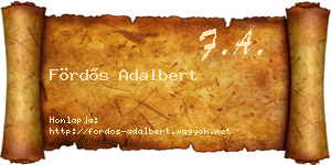Fördős Adalbert névjegykártya